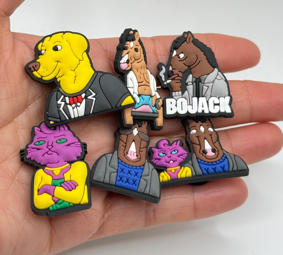 Bojack shoe charms, set of 6, for Crocs-style clogs