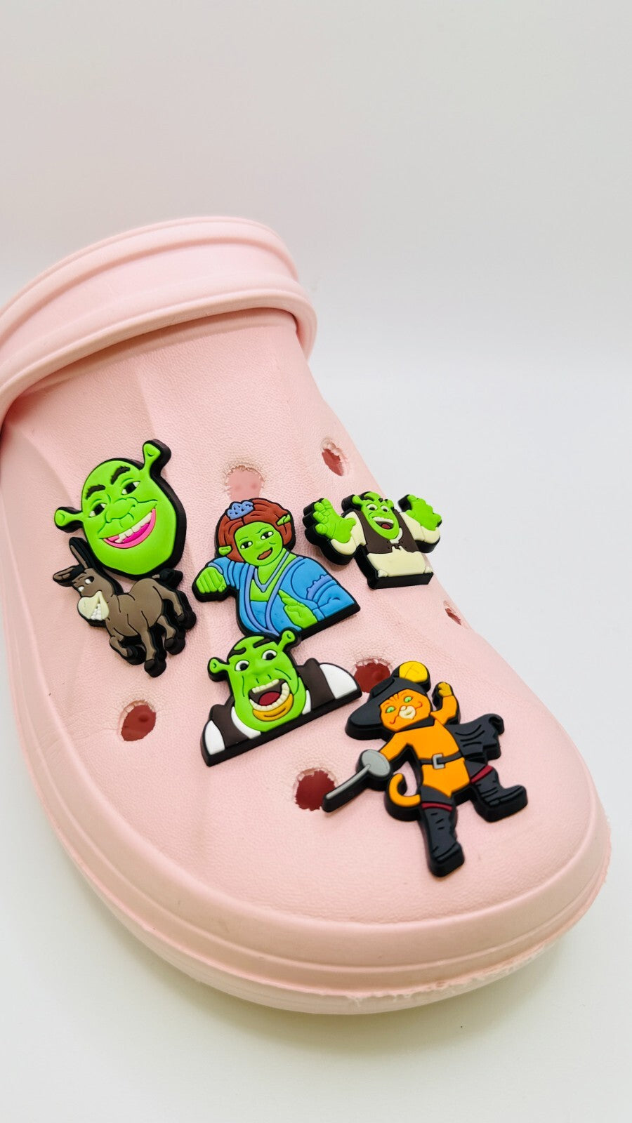 Shrek shoe charms, set of 6, for Crocs-style clogs