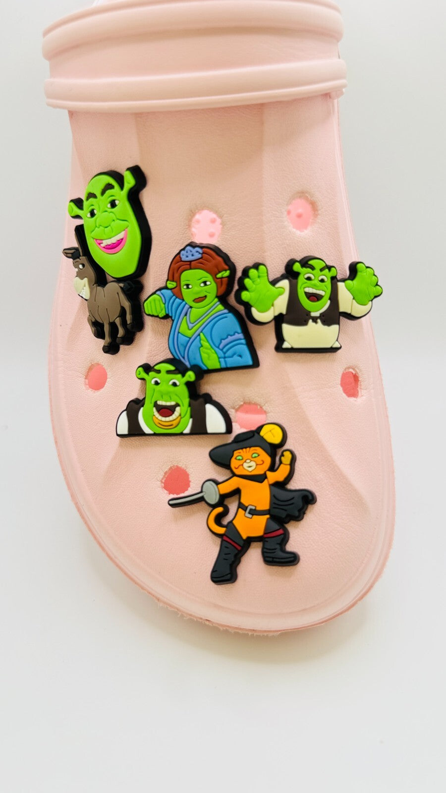 Shrek shoe charms, set of 6, for Crocs-style clogs