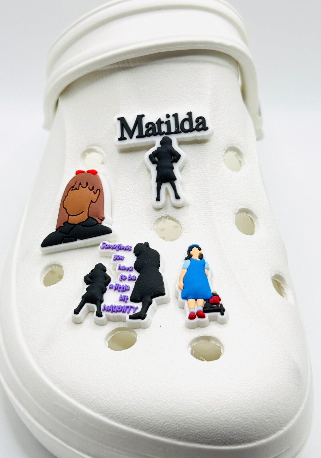 Matilda shoe charms, set of 4, for Crocs-style clogs