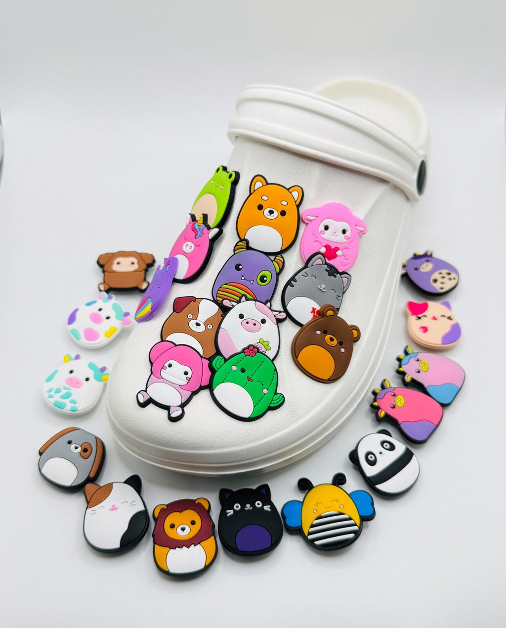 Squishmallows, Owl and Panda Mix,  shoe charms, set of 25, for Crocs-style clogs