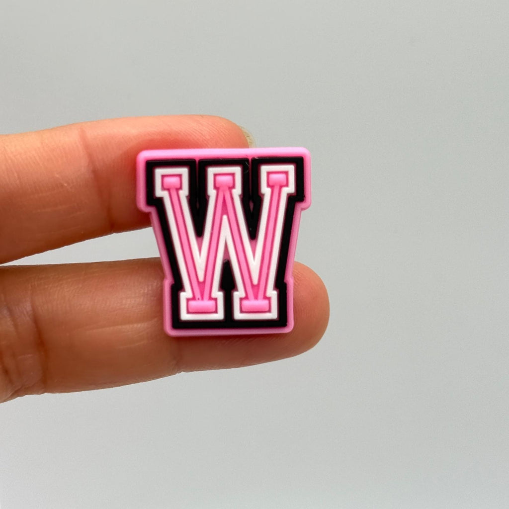 Letters Pink shoe charms for Crocs-style clogs