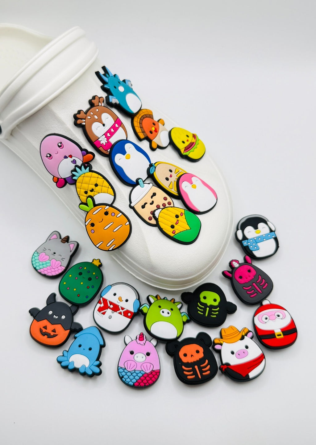 Squishmallows, Halloween and Skeleton Mix,  shoe charms, set of 25, for Crocs-style clogs