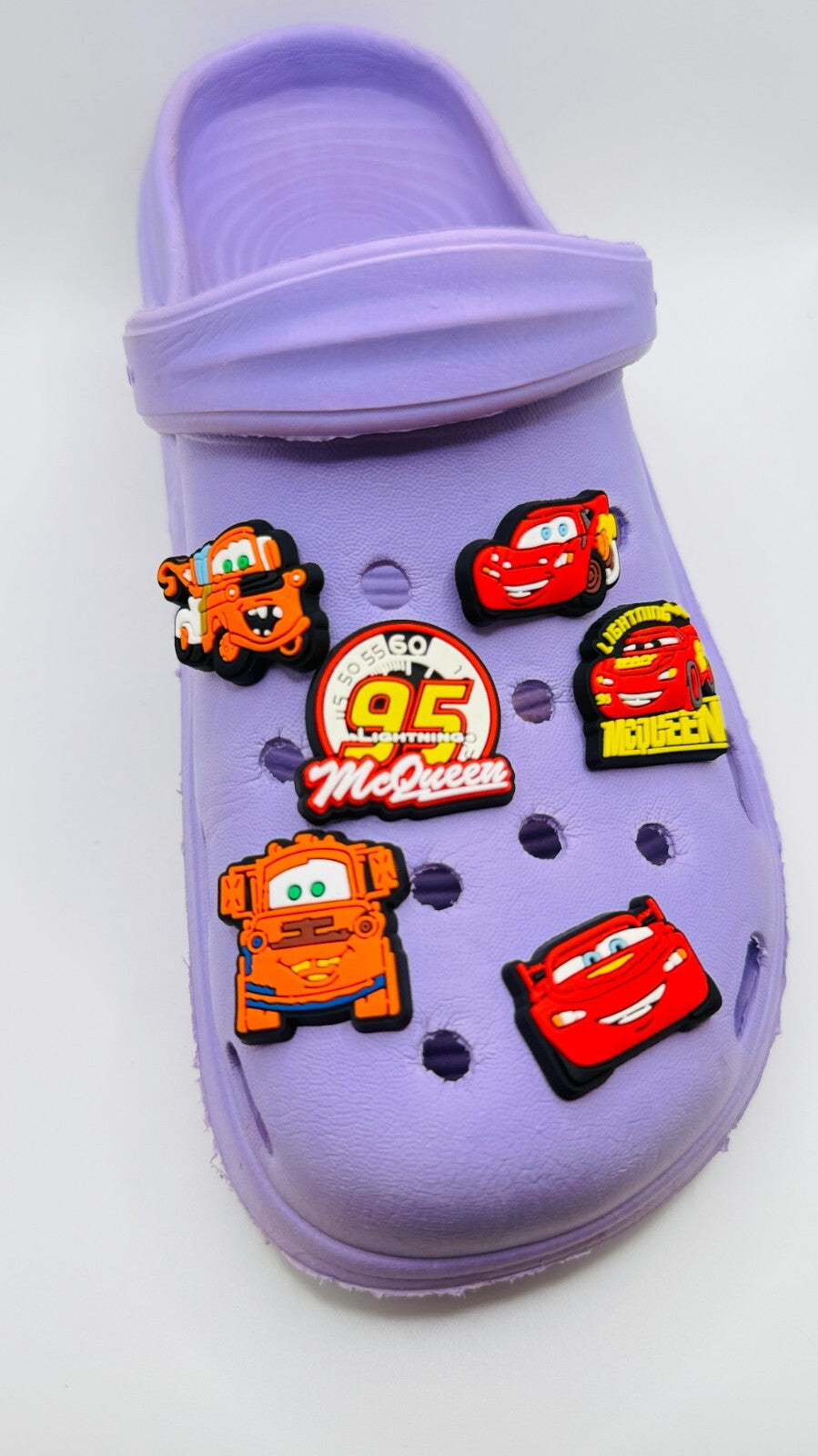 Cartoon Cars shoe charms, set of 6, for Crocs-style clogs