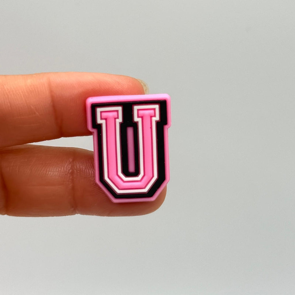 Letters Pink shoe charms for Crocs-style clogs