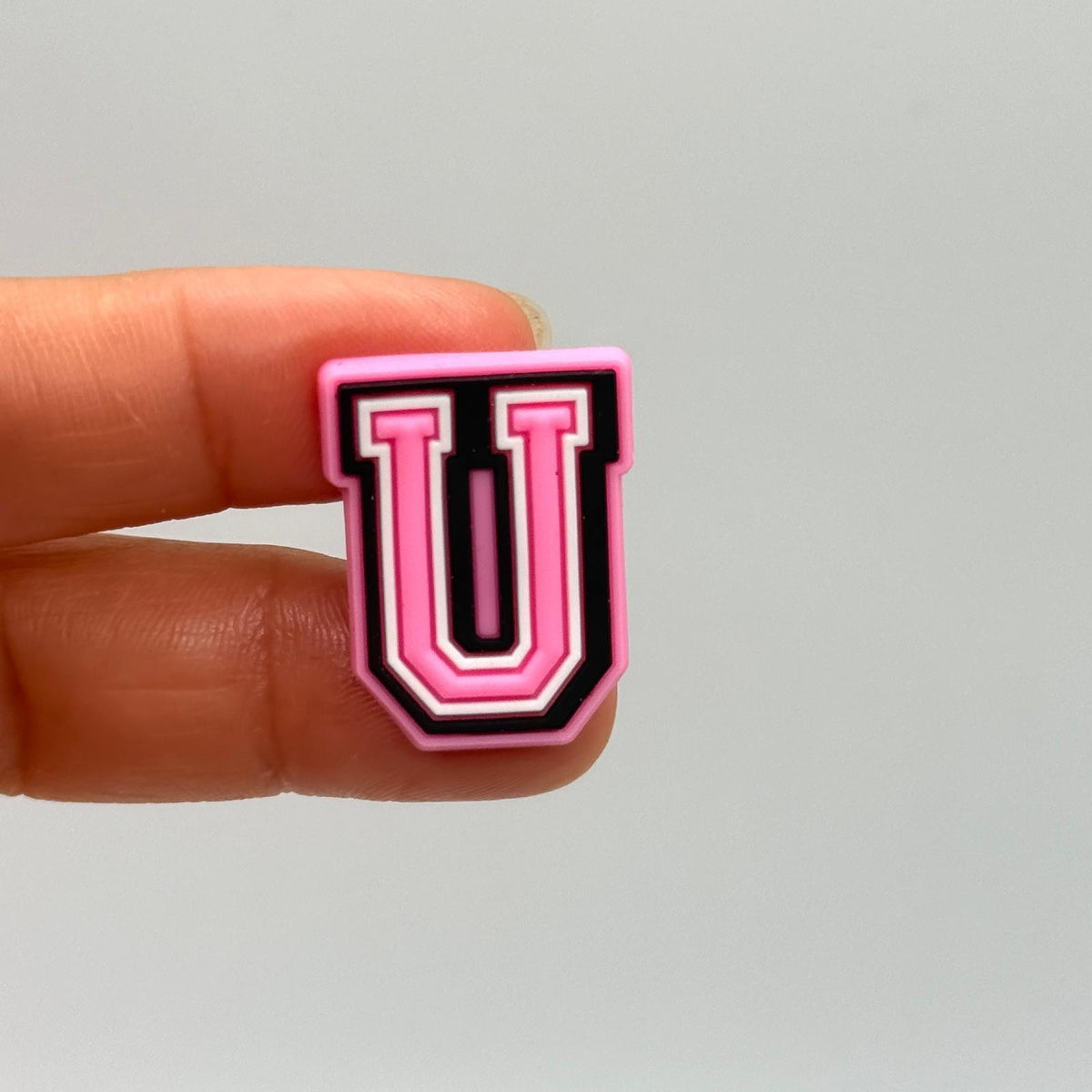 Letters Pink shoe charms for Crocs-style clogs
