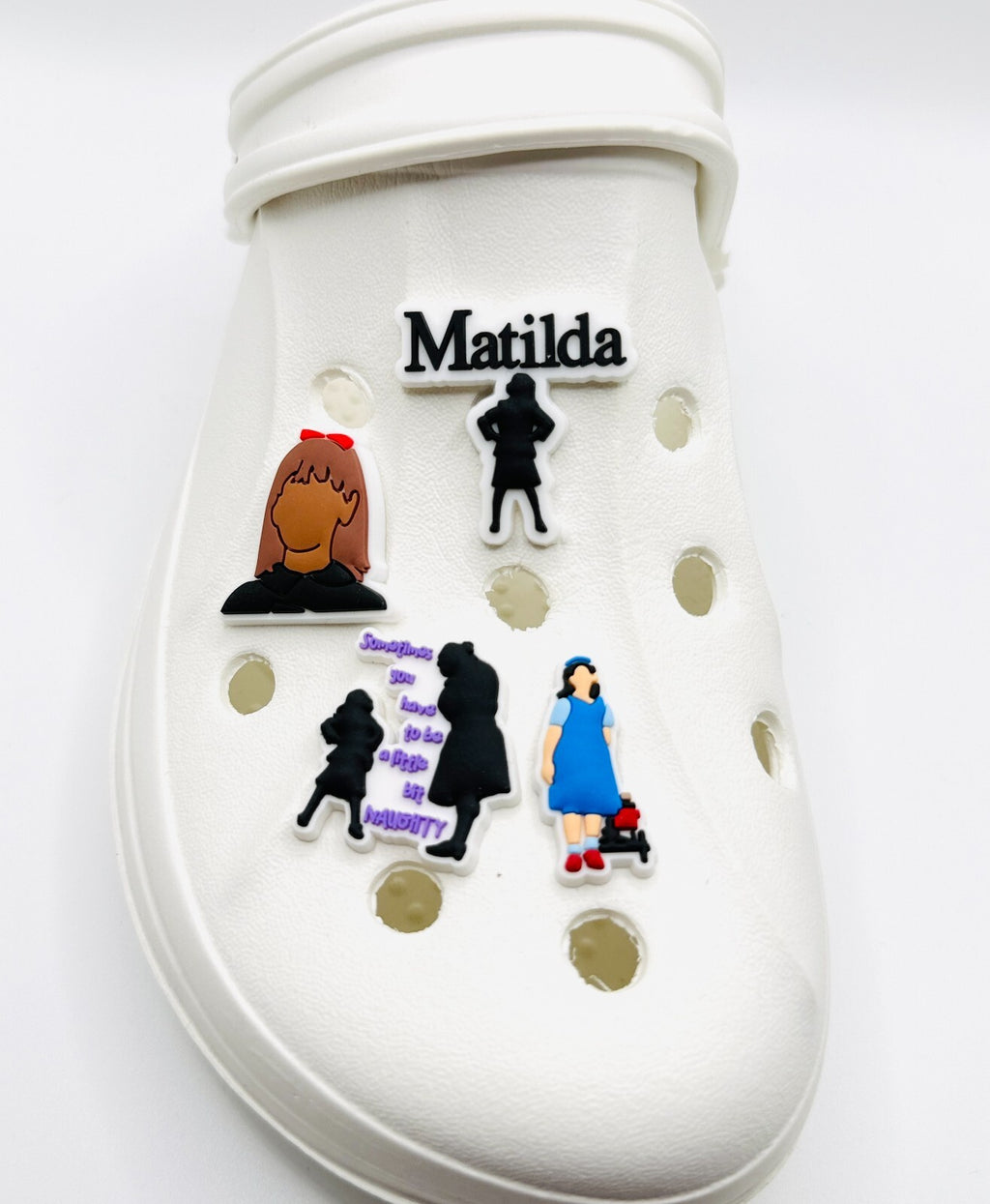 Matilda shoe charms, set of 4, for Crocs-style clogs