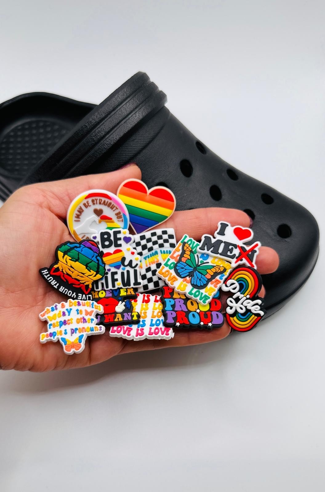 Pride shoe charms, set of 12, for Crocs-style clogs