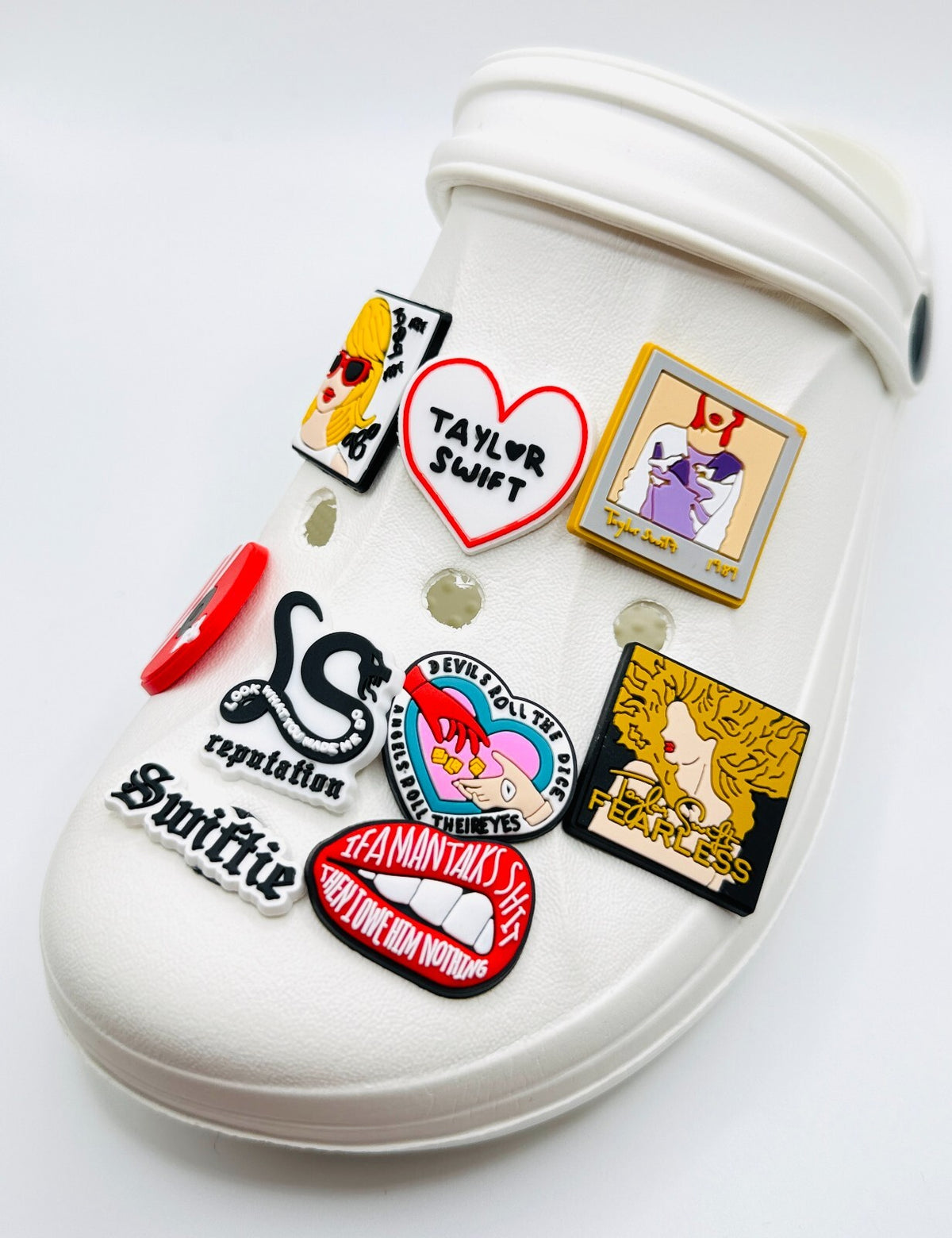 Taylor Swiftie shoe charms, set of 9, for Crocs-style clogs