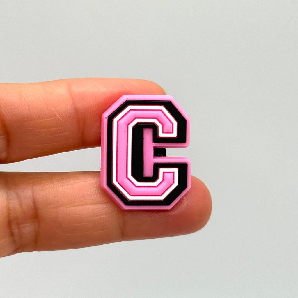 Letters Pink shoe charms for Crocs-style clogs