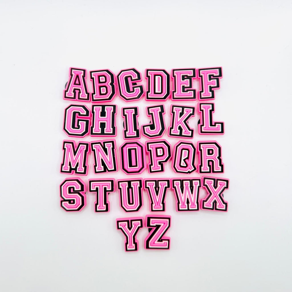 Letters Pink shoe charms for Crocs-style clogs