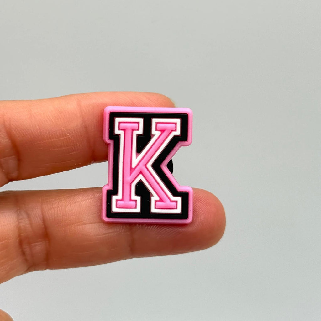 Letters Pink shoe charms for Crocs-style clogs