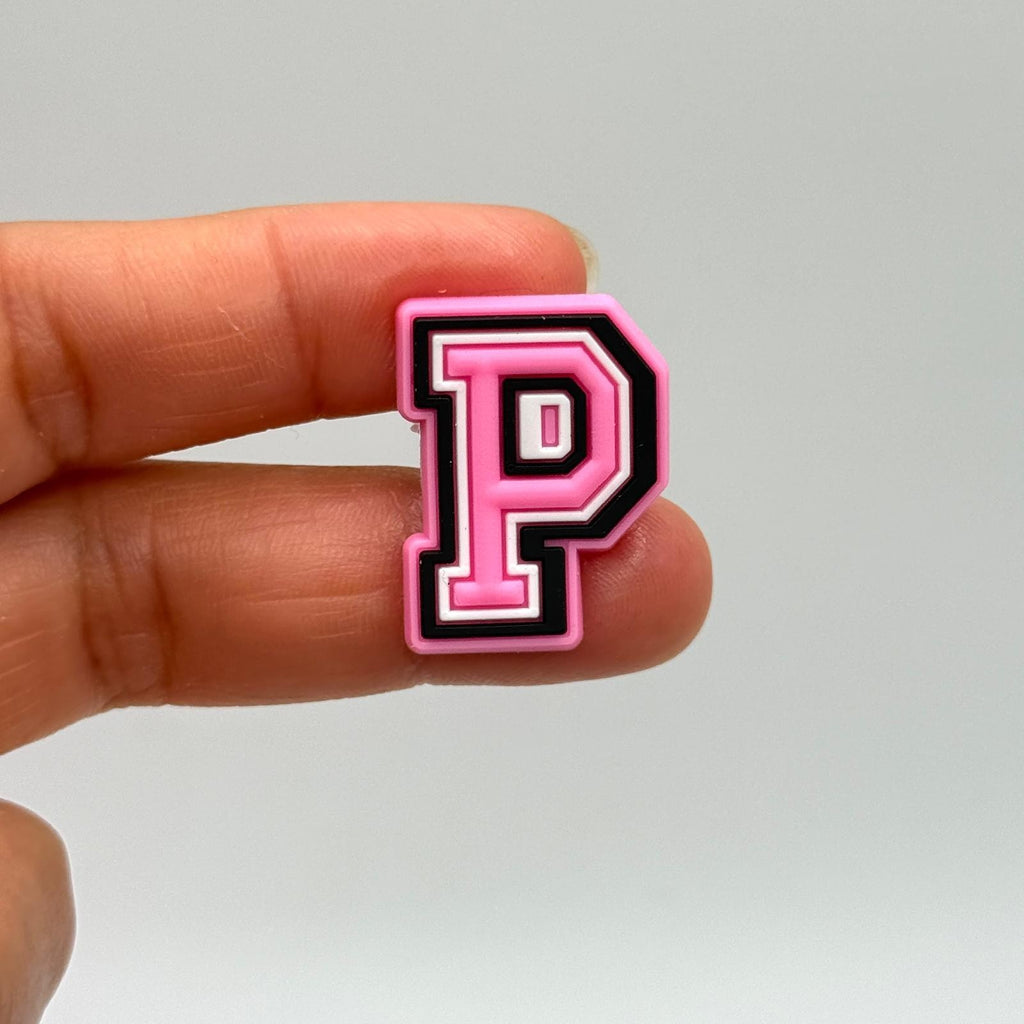 Letters Pink shoe charms for Crocs-style clogs