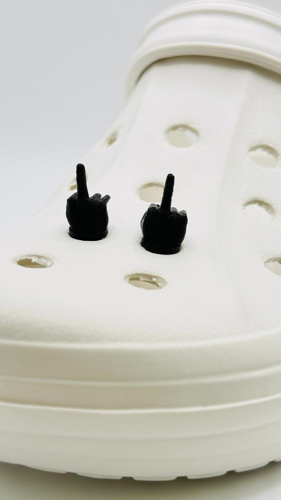 Middle Finger shoe charms, set of 2, for Crocs-style clogs