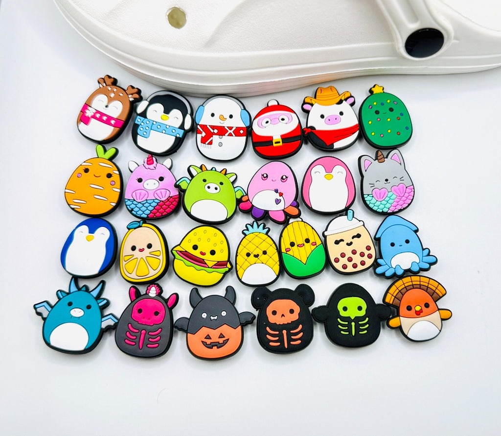 Squishmallows, Halloween and Skeleton Mix,  shoe charms, set of 25, for Crocs-style clogs