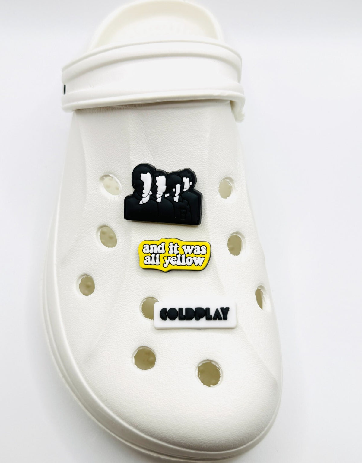 Coldplay shoe charms, set of 3, for Crocs-style clogs