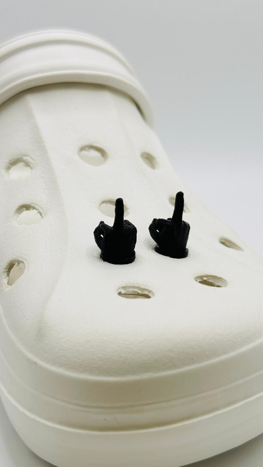 Middle Finger shoe charms, set of 2, for Crocs-style clogs