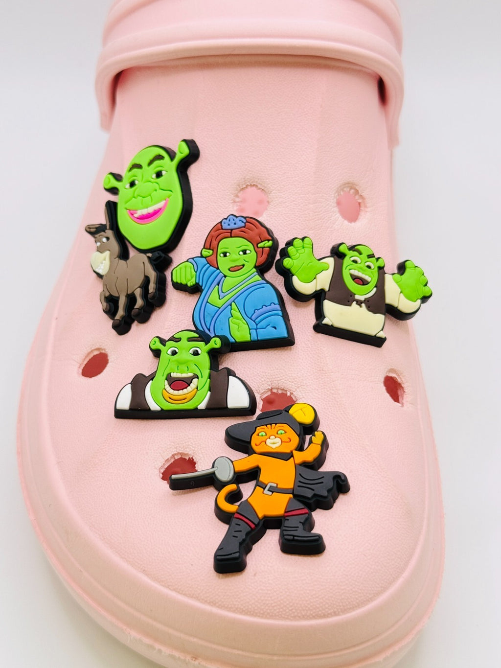 Shrek shoe charms, set of 6, for Crocs-style clogs