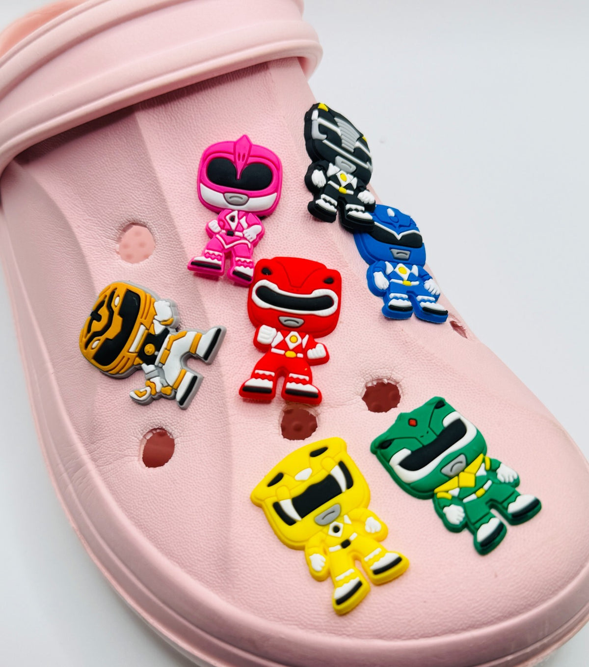 Power Rangers, Angular Helmet Design,  shoe charms, set of 7, for Crocs-style clogs
