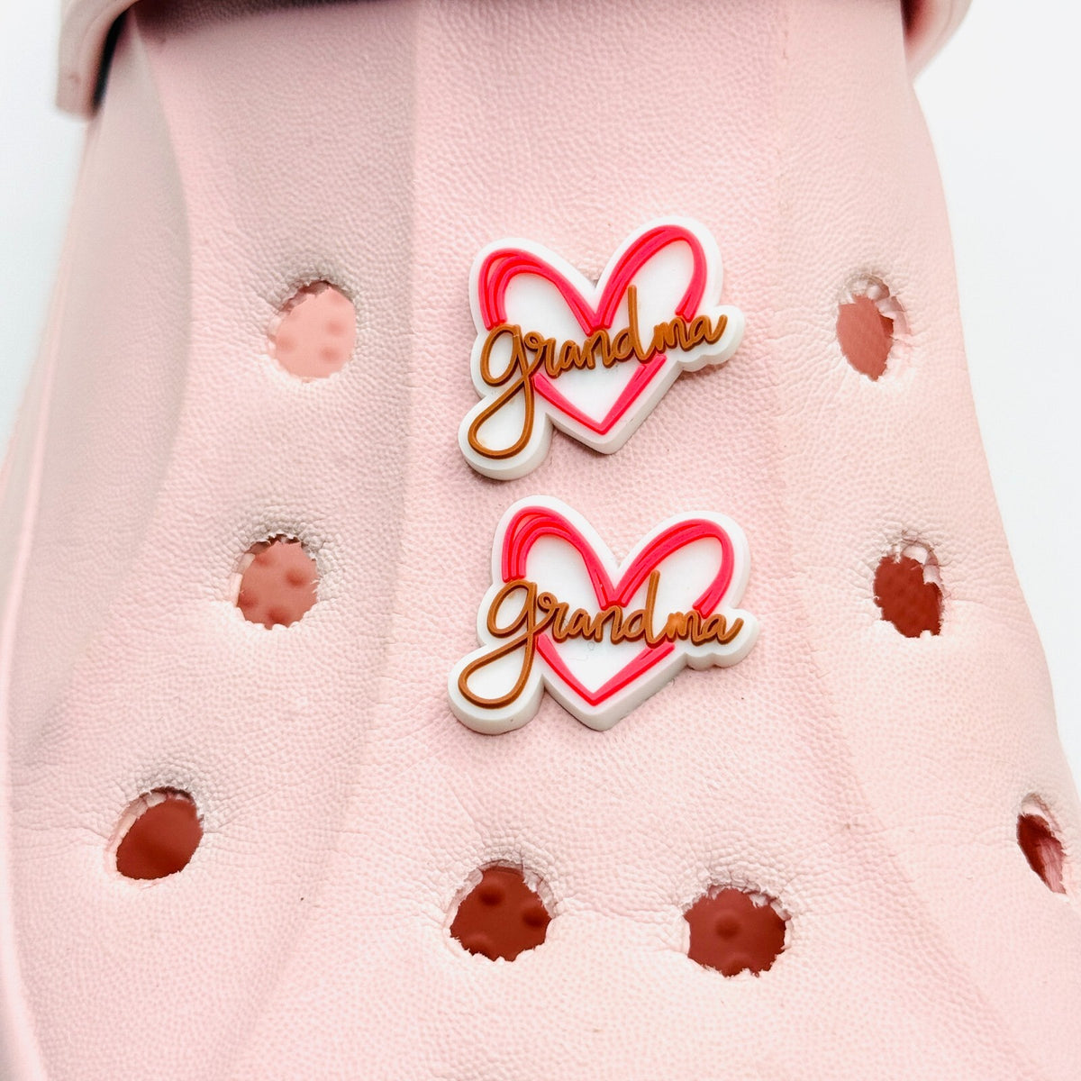 Grandma Heart shoe charms, set of 2, for Crocs-style clogs