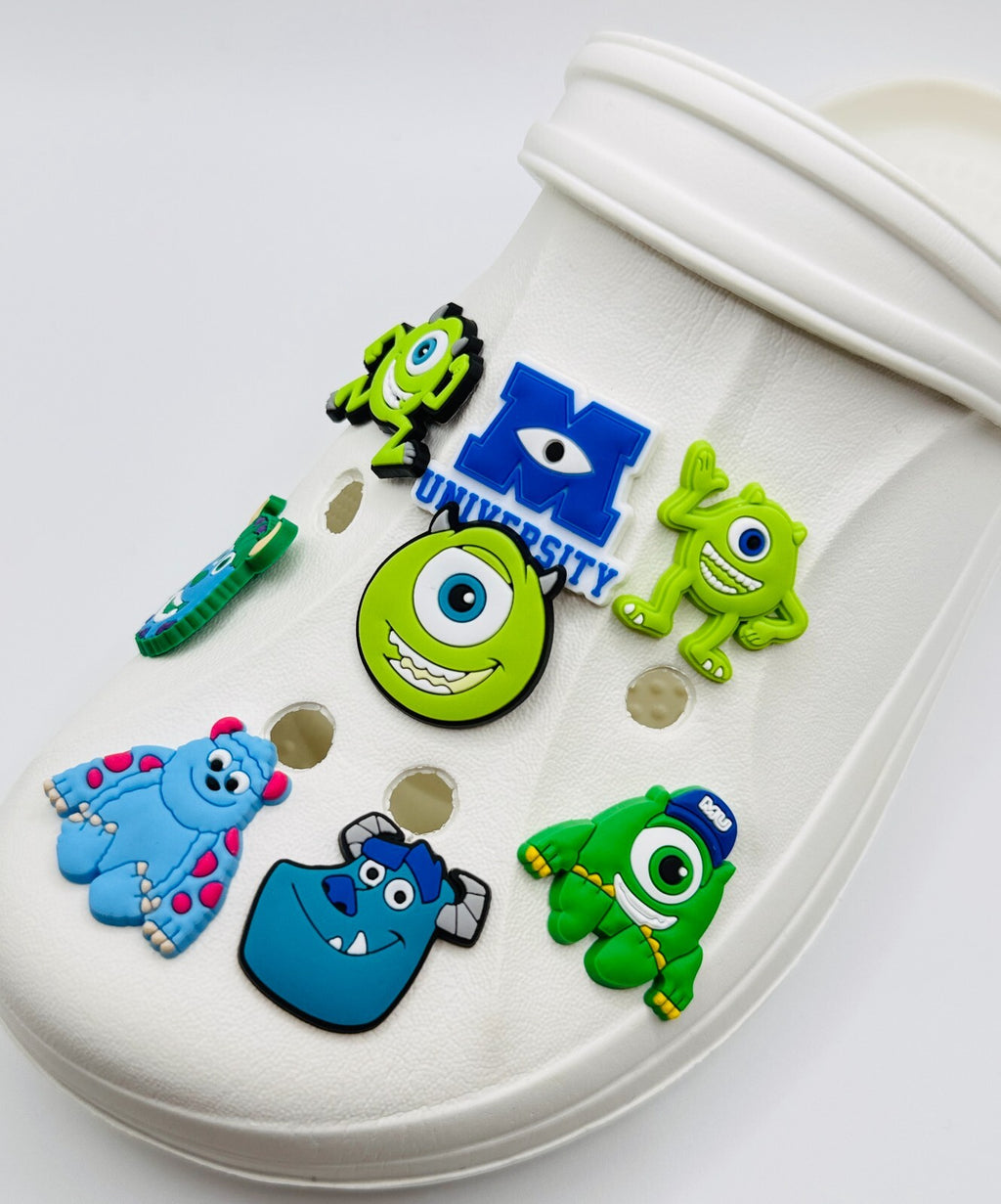 Monsters Uni shoe charms, set of 8, for Crocs-style clogs