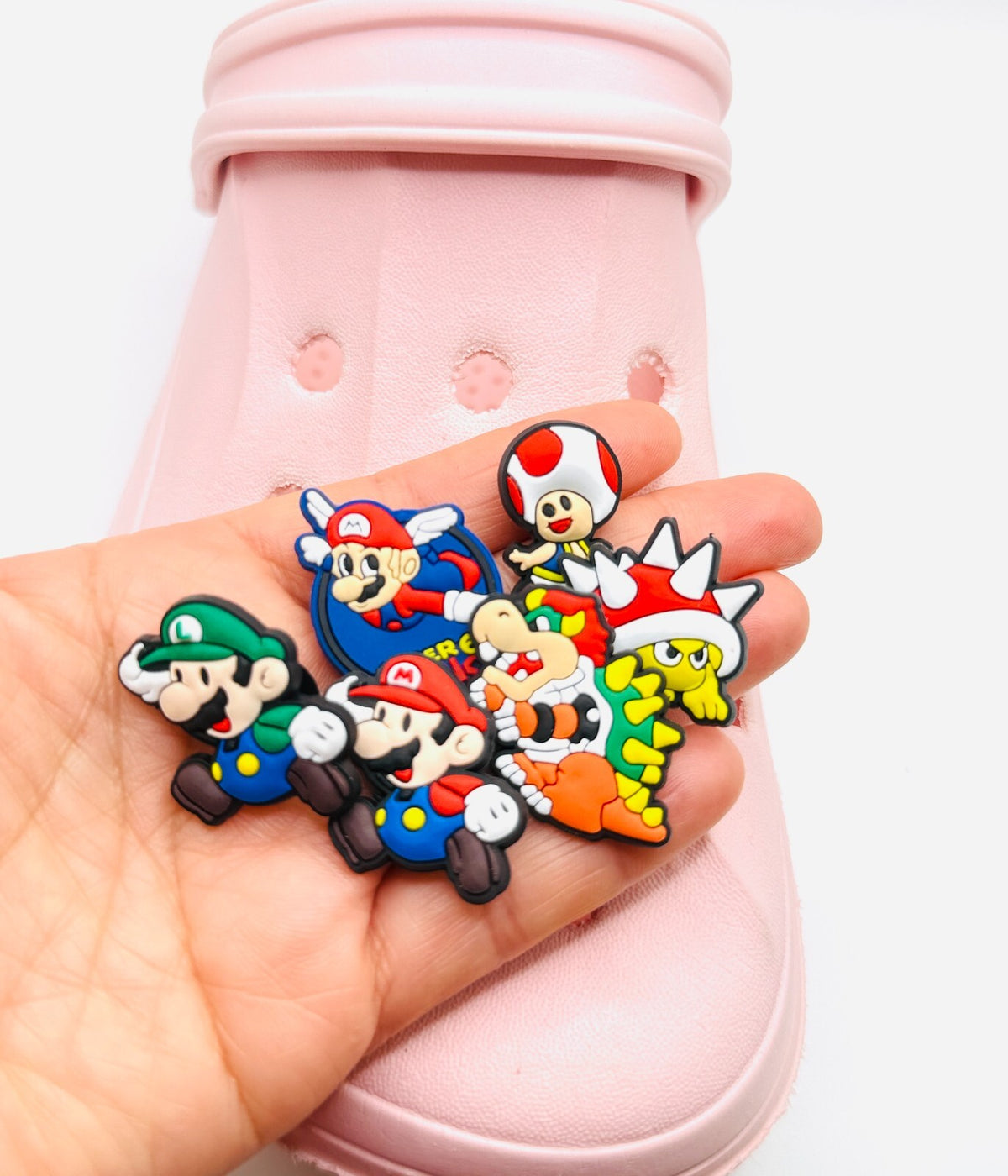 Mario shoe charms, set of 6, for Crocs-style clogs
