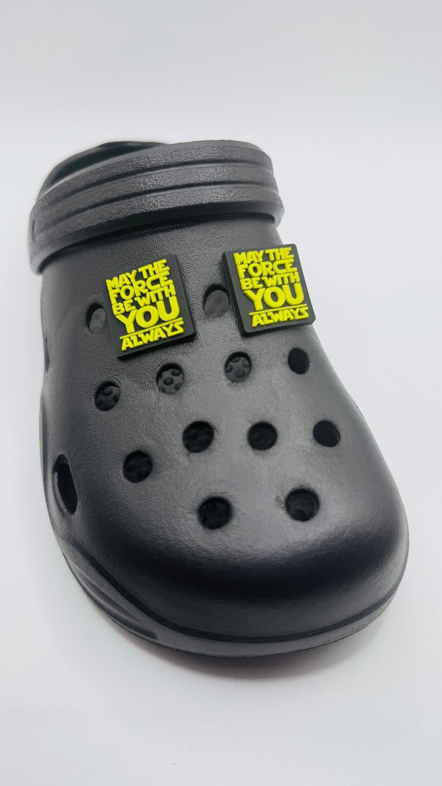 Star Wars, May the Force Quote,  shoe charms, set of 2, for Crocs-style clogs