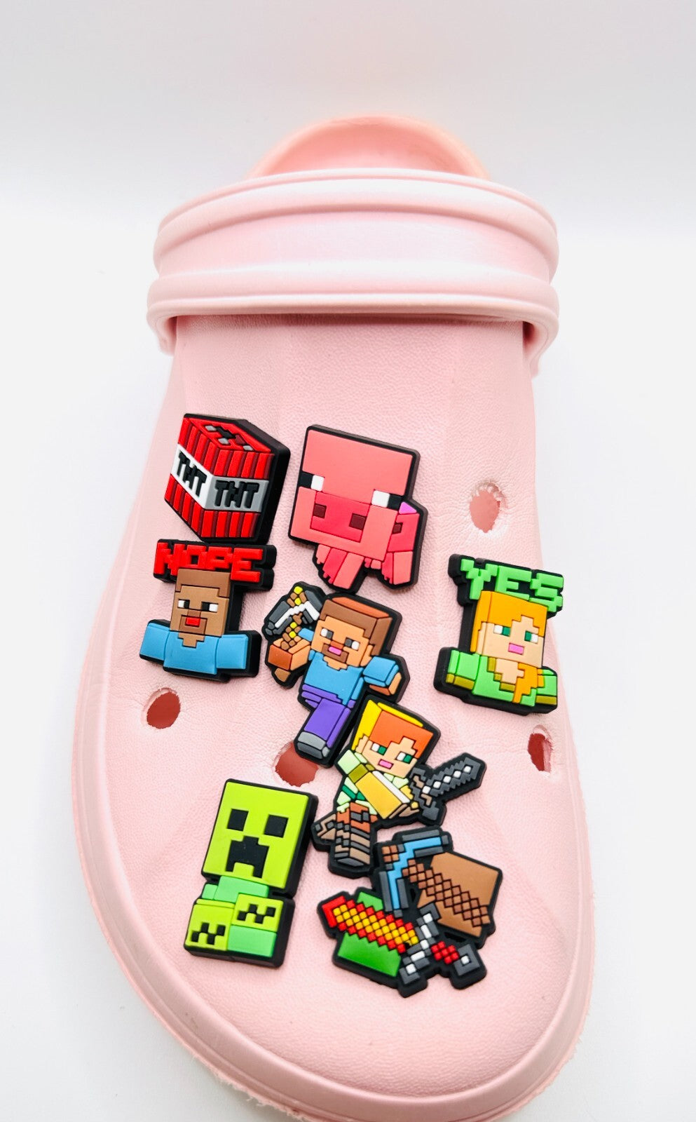 Minecraft shoe charms, set of 8, for Crocs-style clogs
