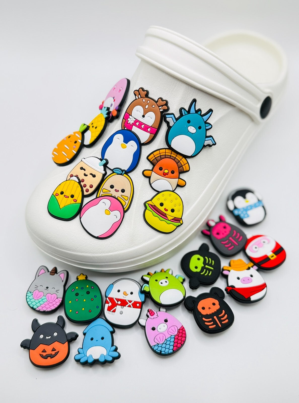 Squishmallows, Halloween and Skeleton Mix,  shoe charms, set of 25, for Crocs-style clogs