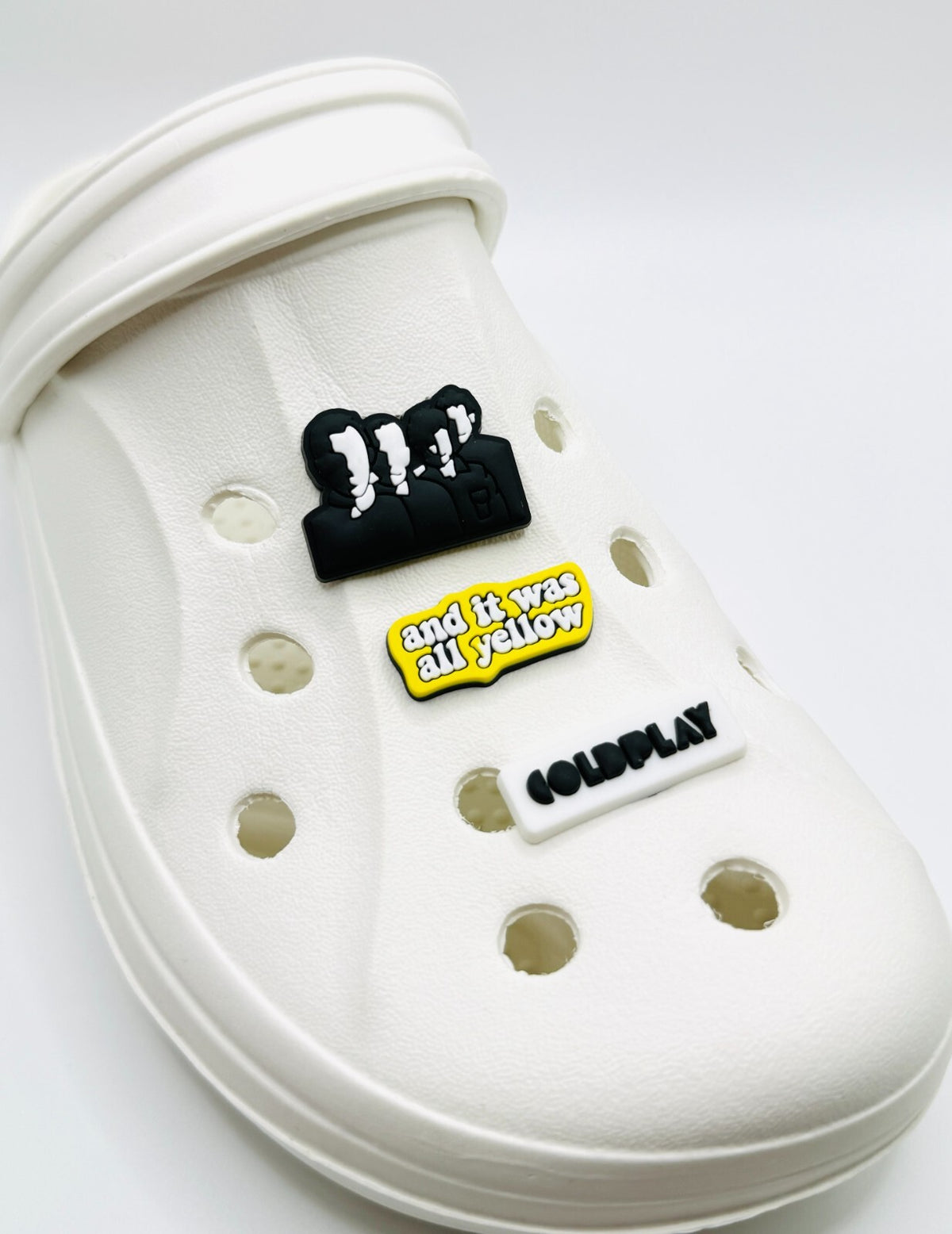 Coldplay shoe charms, set of 3, for Crocs-style clogs
