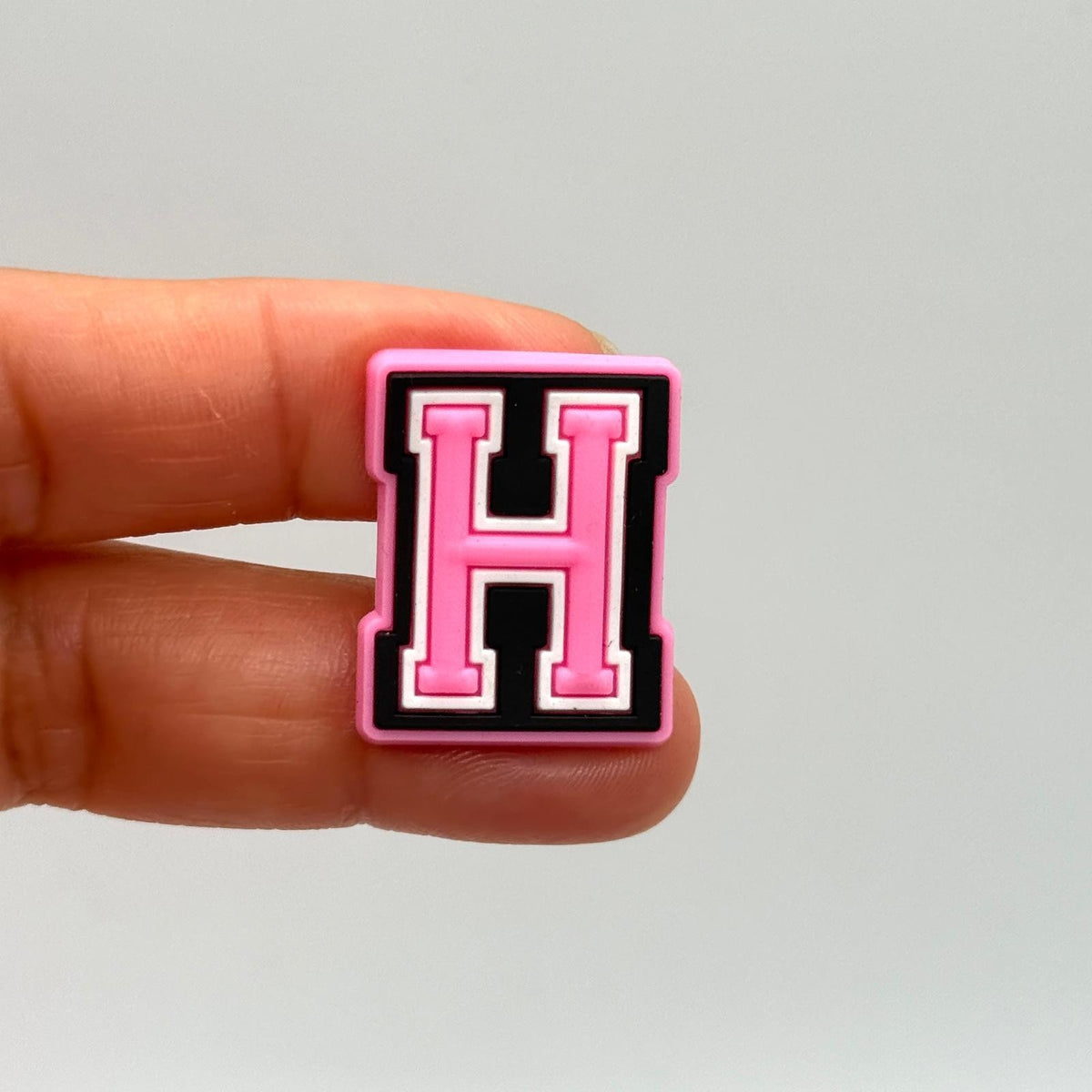 Letters Pink shoe charms for Crocs-style clogs