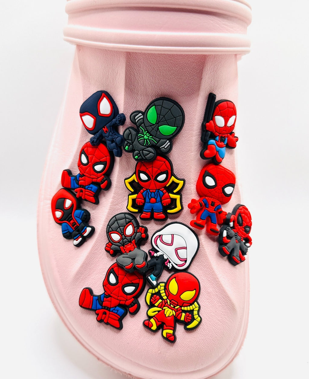 Spiderman shoe charms, set of 12, for Crocs-style clogs