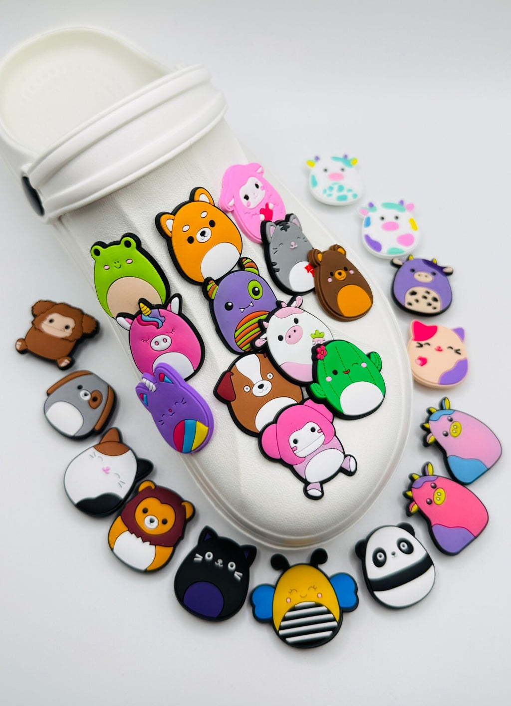 Squishmallows, Owl and Panda Mix,  shoe charms, set of 25, for Crocs-style clogs