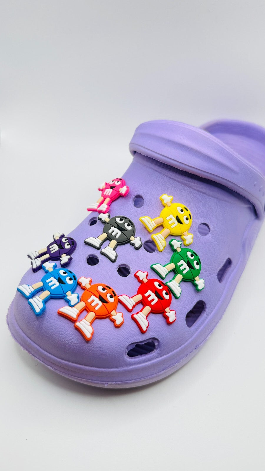 M&M's shoe charms, set of 8, for Crocs-style clogs