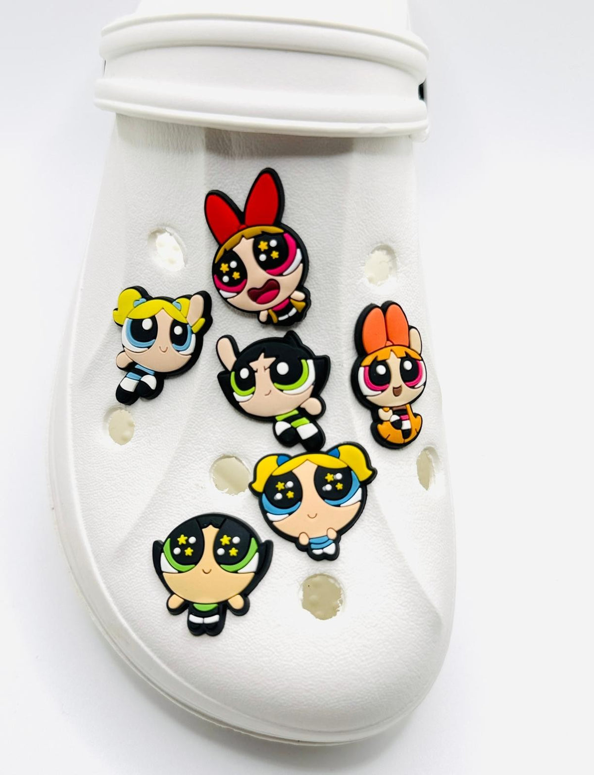 Power Puff Girls shoe charms, set of 6, for Crocs-style clogs