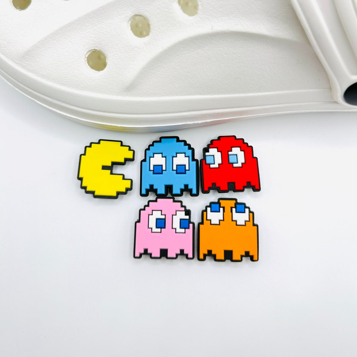 Pac-Man shoe charms, set of 5, for Crocs-style clogs