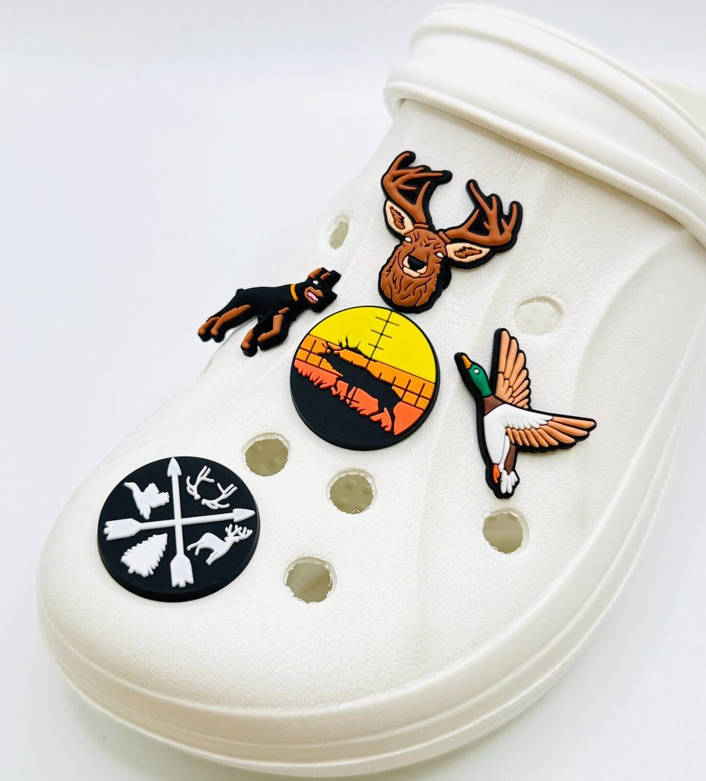 Hunting shoe charms, set of 5, for Crocs-style clogs