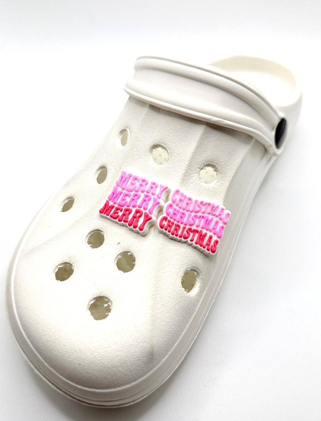 Merry Christmas shoe charms, set of 2, for Crocs-style clogs