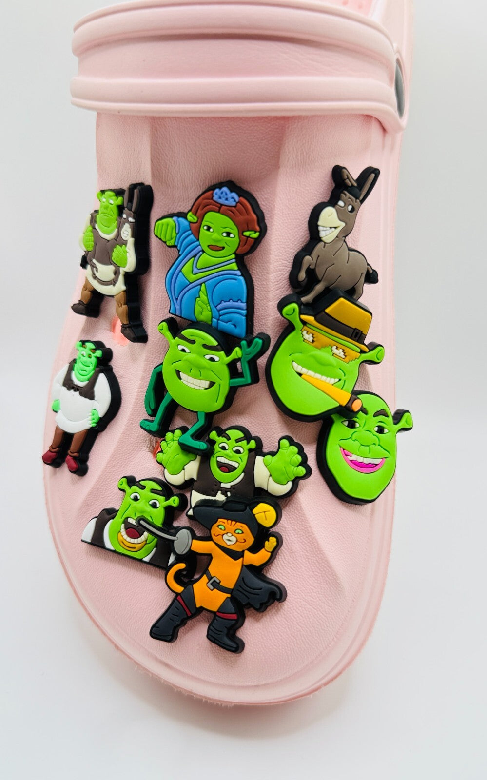 Shrek shoe charms, set of 10, for Crocs-style clogs
