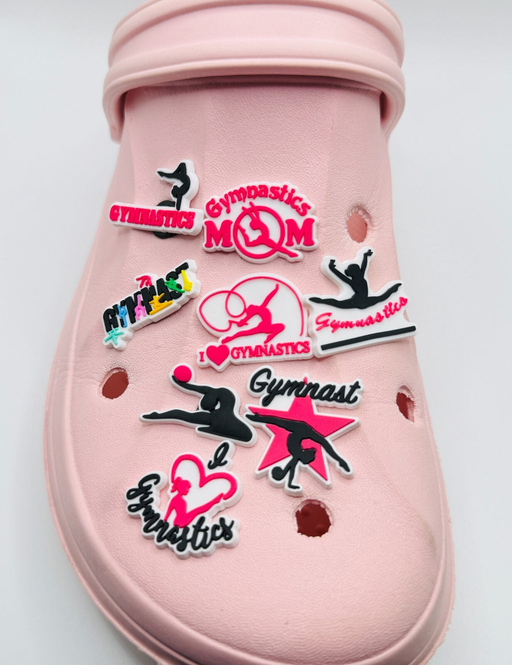 Gymnastics shoe charms, set of 8, for Crocs-style clogs