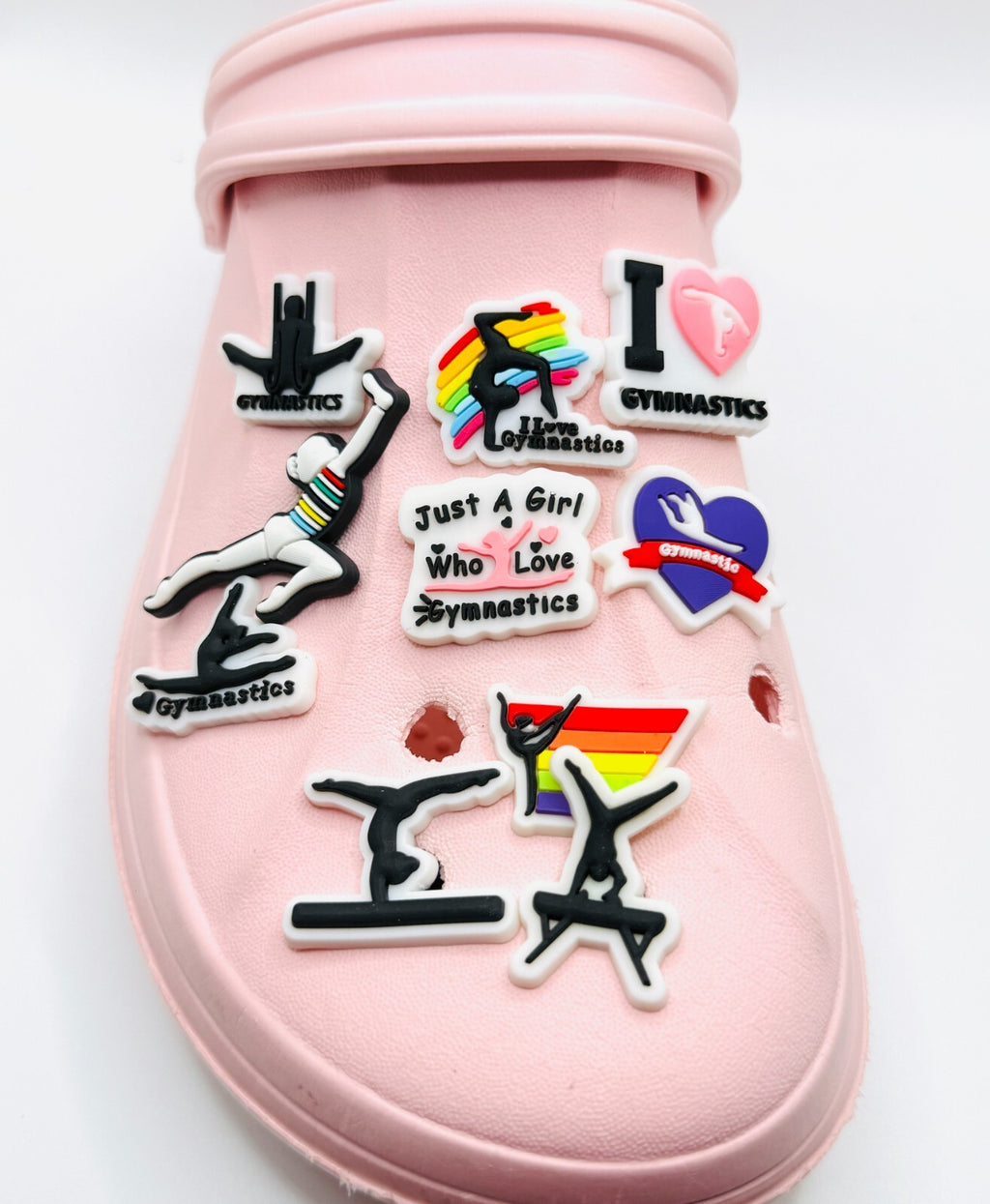Gymnastics shoe charms, set of 10, for Crocs-style clogs