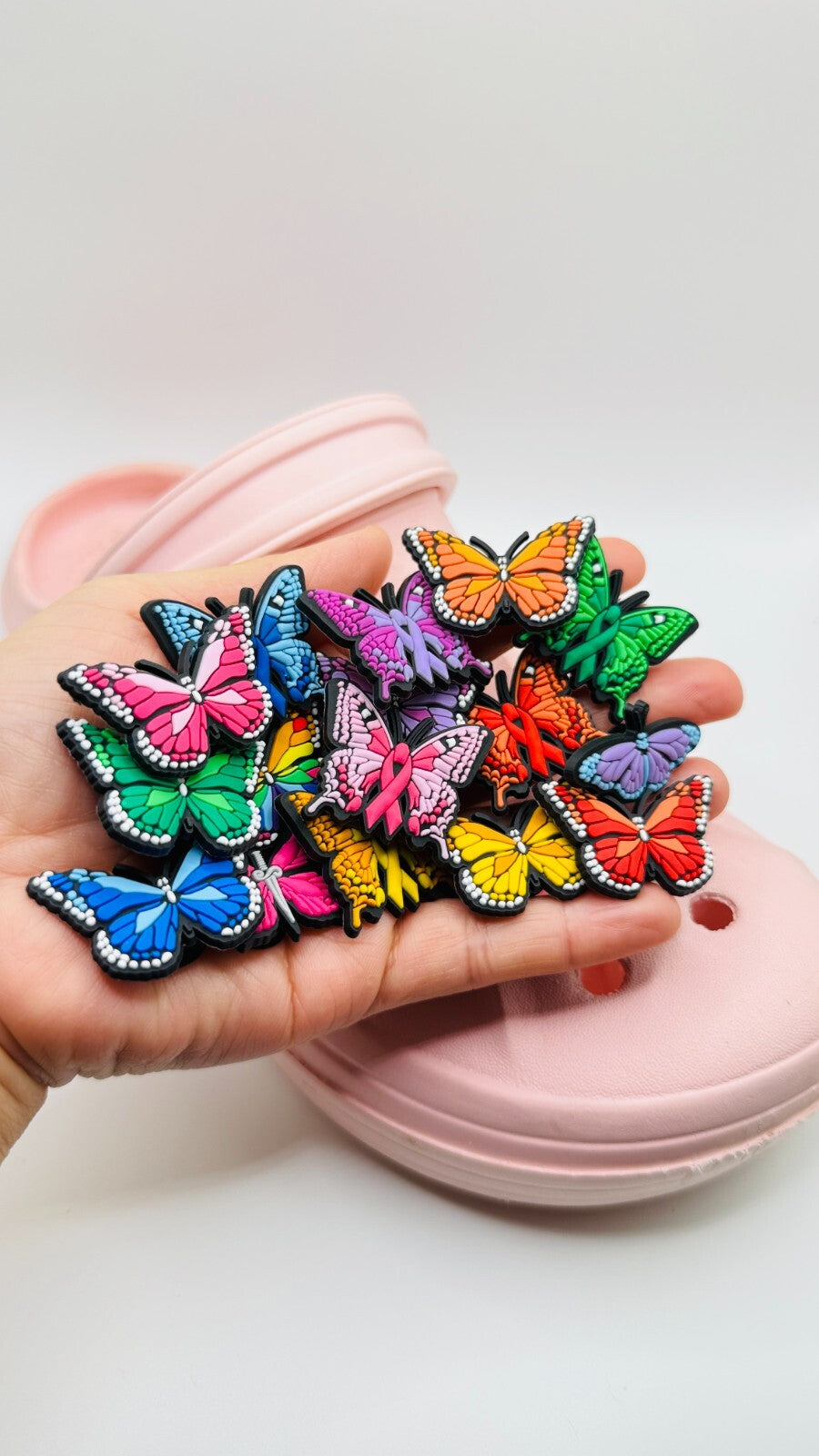 Butterfly shoe charms, set of 16, for Crocs-style clogs