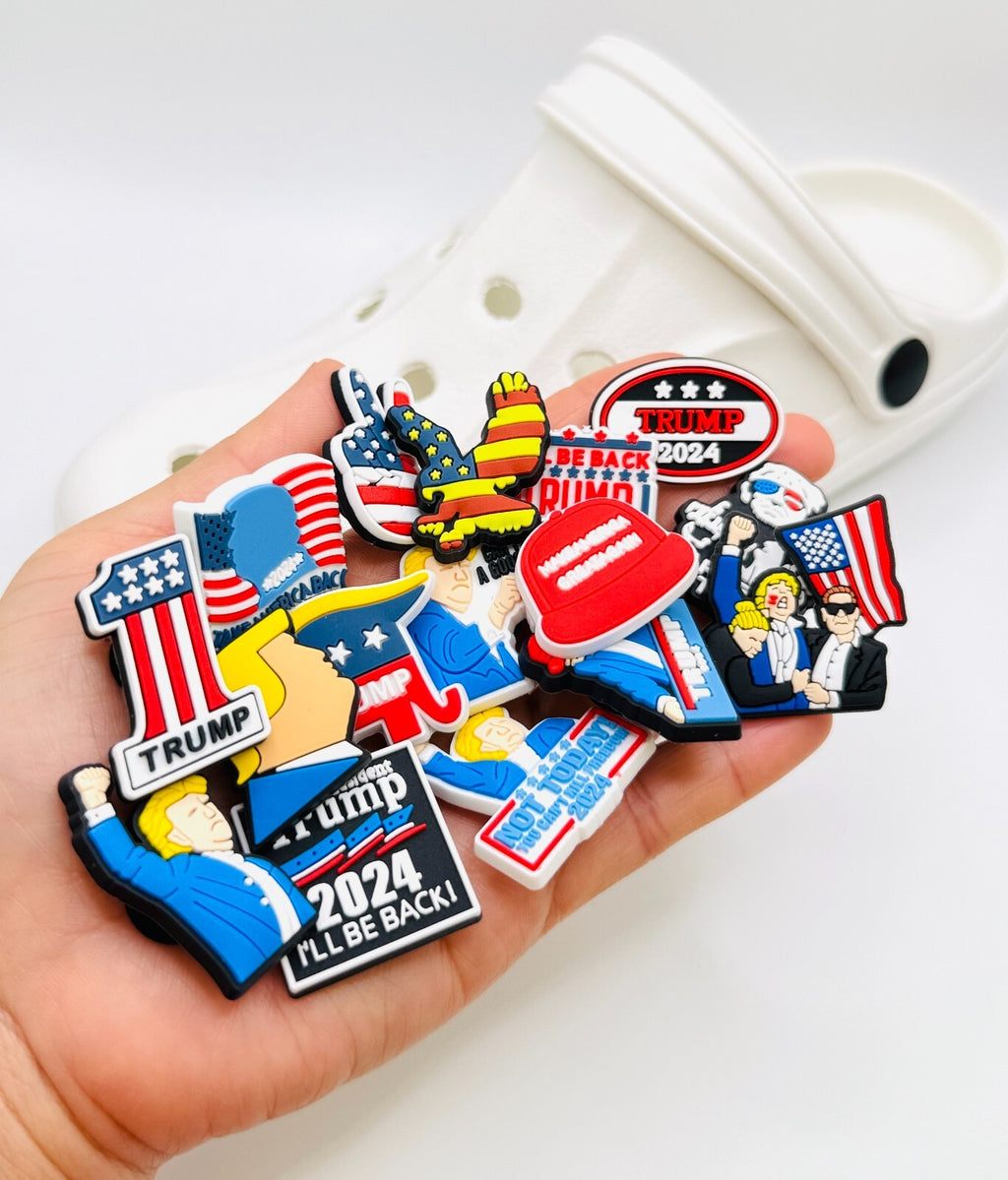 Trump shoe charms, set of 16, for Crocs-style clogs