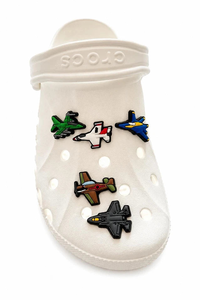 Aeroplane and Jet shoe charms for Croc-style clogs